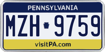 PA license plate MZH9759