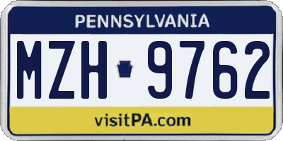 PA license plate MZH9762