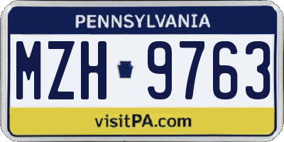 PA license plate MZH9763
