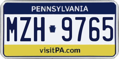 PA license plate MZH9765