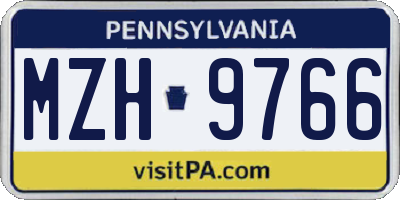 PA license plate MZH9766