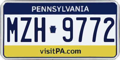 PA license plate MZH9772