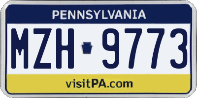 PA license plate MZH9773