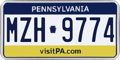 PA license plate MZH9774