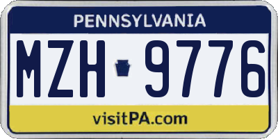 PA license plate MZH9776