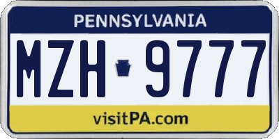 PA license plate MZH9777