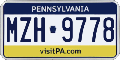 PA license plate MZH9778