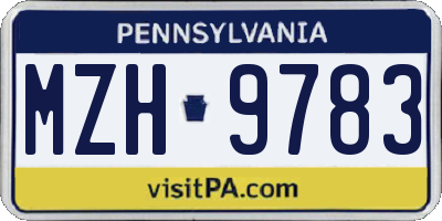 PA license plate MZH9783