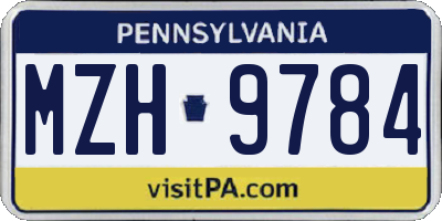PA license plate MZH9784