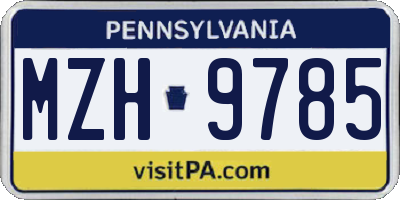 PA license plate MZH9785