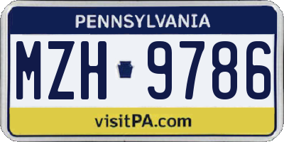 PA license plate MZH9786