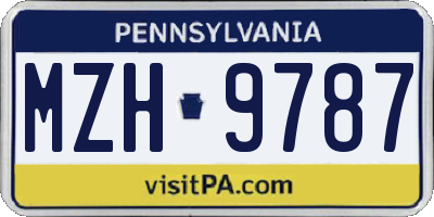 PA license plate MZH9787