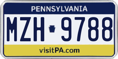 PA license plate MZH9788