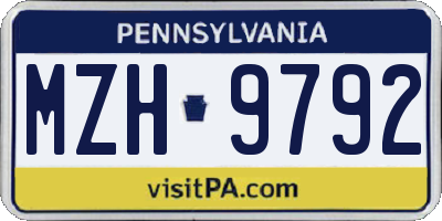PA license plate MZH9792