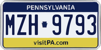 PA license plate MZH9793