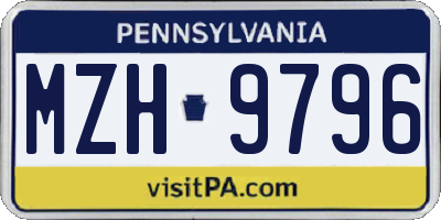 PA license plate MZH9796