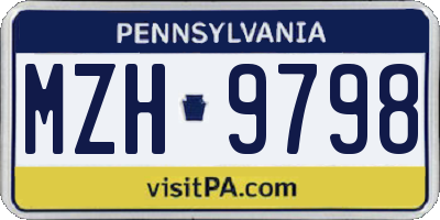 PA license plate MZH9798