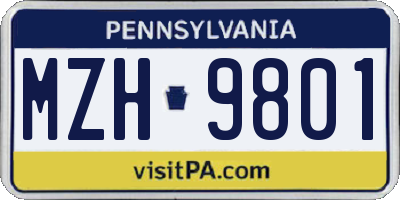 PA license plate MZH9801