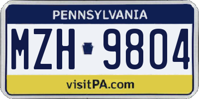 PA license plate MZH9804