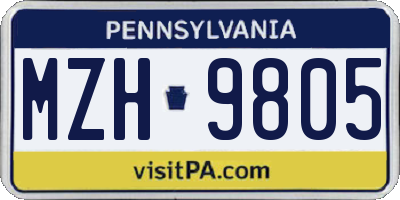 PA license plate MZH9805