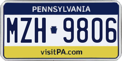 PA license plate MZH9806