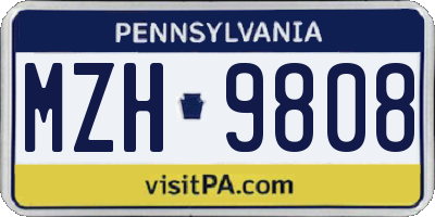 PA license plate MZH9808