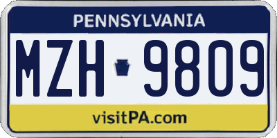 PA license plate MZH9809