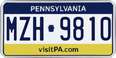 PA license plate MZH9810