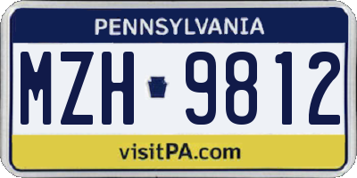 PA license plate MZH9812