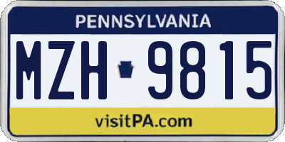 PA license plate MZH9815