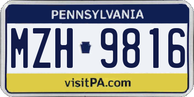 PA license plate MZH9816