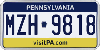 PA license plate MZH9818