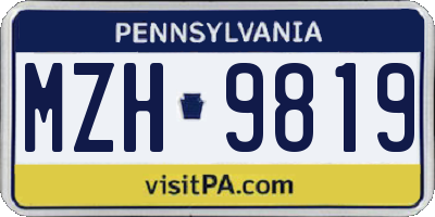 PA license plate MZH9819
