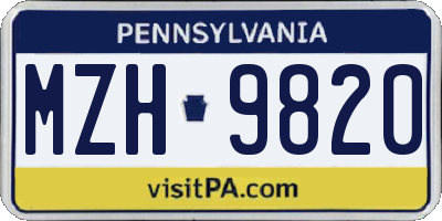 PA license plate MZH9820