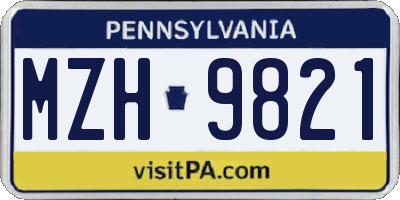 PA license plate MZH9821