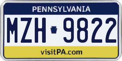 PA license plate MZH9822