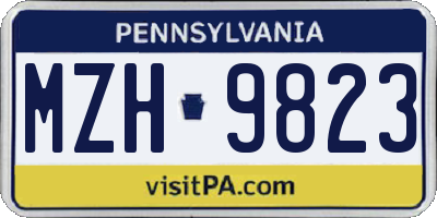 PA license plate MZH9823