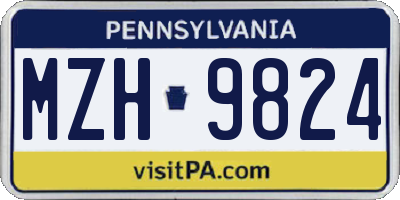 PA license plate MZH9824