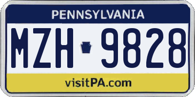 PA license plate MZH9828