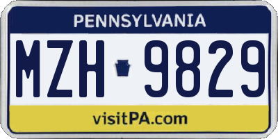 PA license plate MZH9829