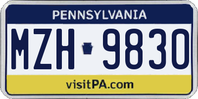 PA license plate MZH9830