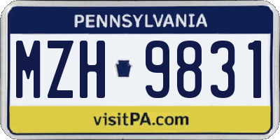 PA license plate MZH9831