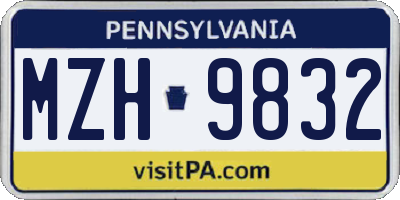 PA license plate MZH9832
