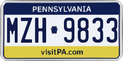 PA license plate MZH9833