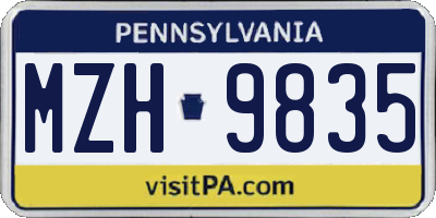 PA license plate MZH9835