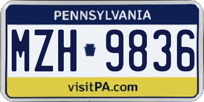 PA license plate MZH9836