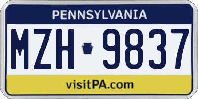PA license plate MZH9837