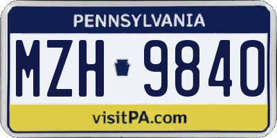 PA license plate MZH9840