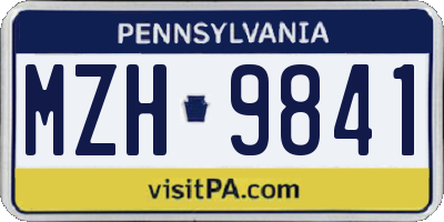 PA license plate MZH9841