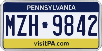 PA license plate MZH9842